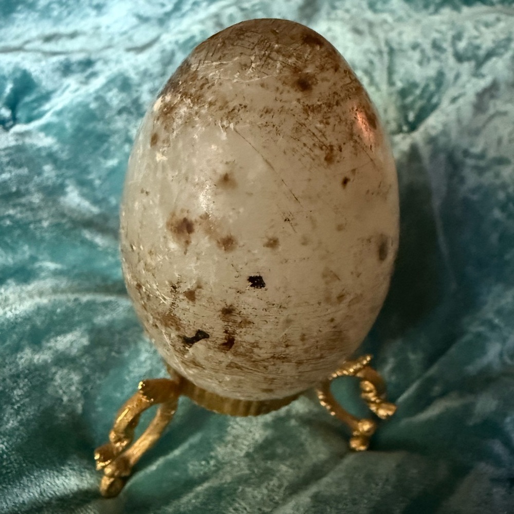 Vintage Italian Marble Artisan RARE Decorative Egg with Stand - Picture 2 of 8
